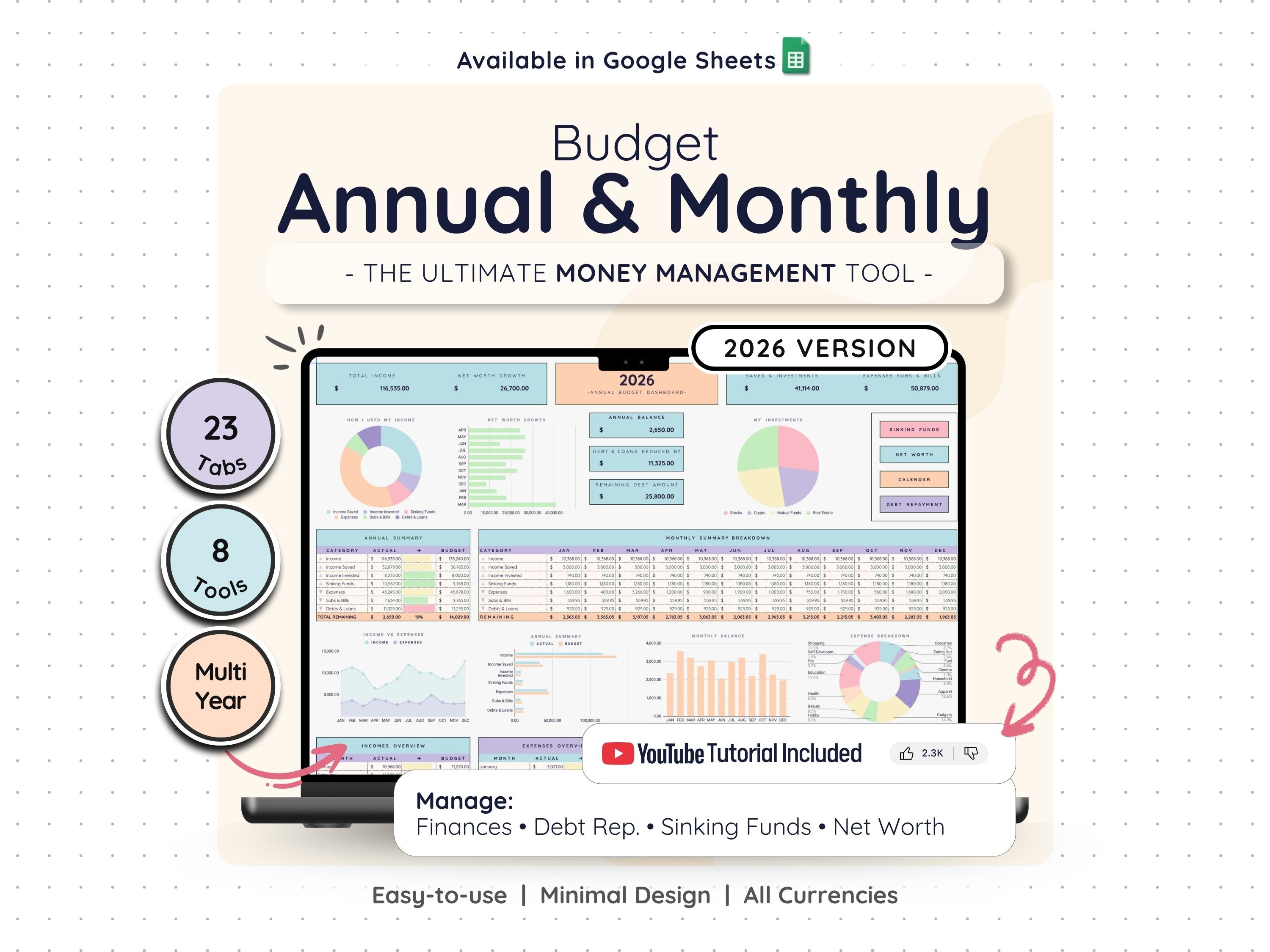 Annual & Monthly Budget Planner – Income & Expense Spreadsheet