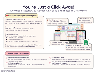 Beauty Business Spreadsheet – All-in-One Salon & Booking Planner
