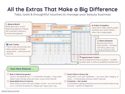 Beauty Business Spreadsheet – All-in-One Salon & Booking Planner