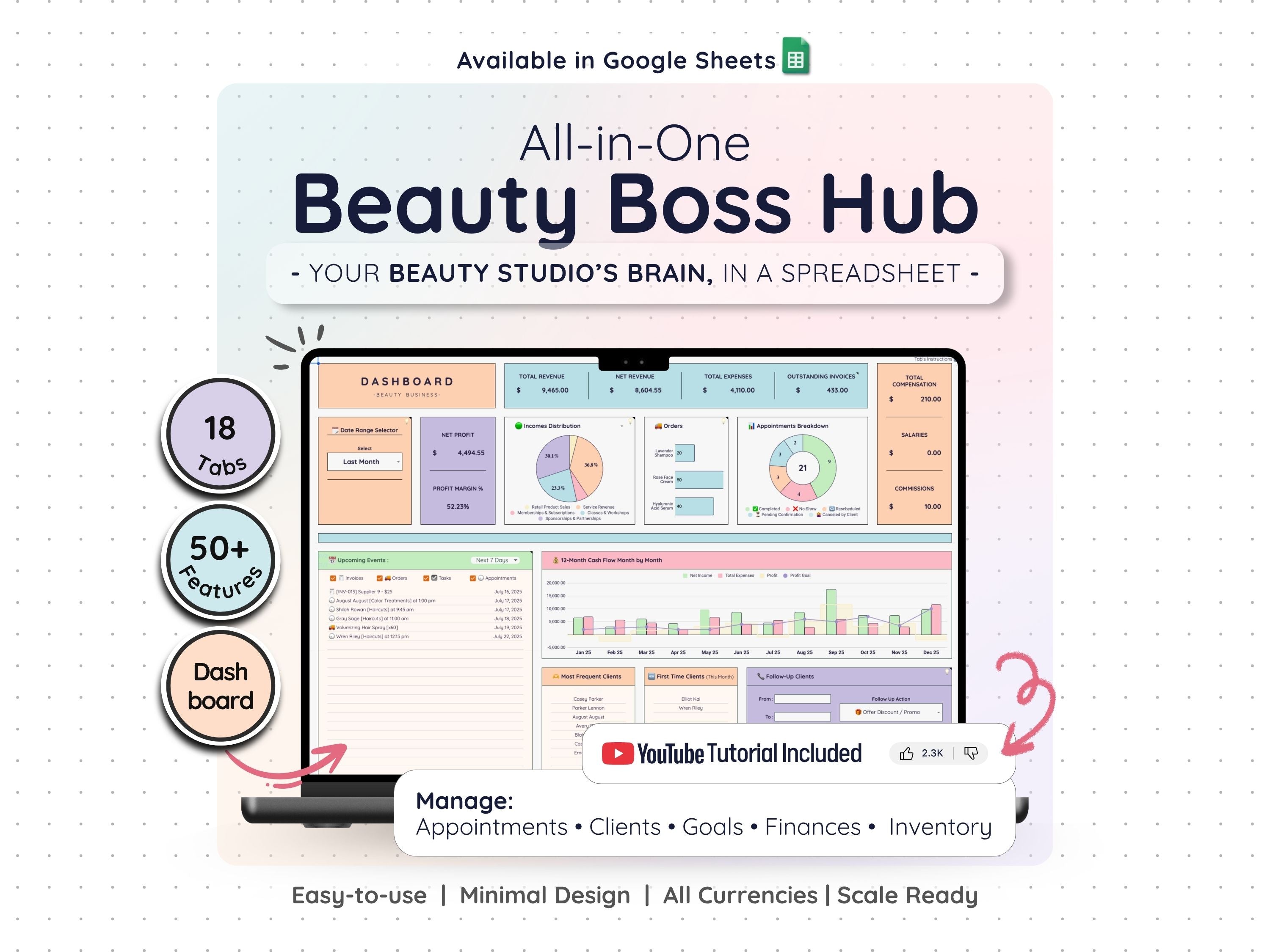 Beauty Business Spreadsheet – All-in-One Salon & Booking Planner