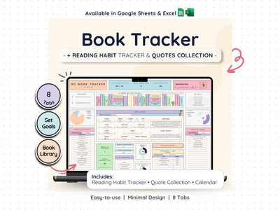Reading Tracker Spreadsheet – Book Log & Reading Challenge Planner