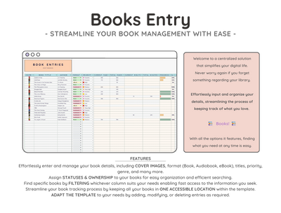 Reading Tracker Spreadsheet – Book Log & Reading Challenge Planner