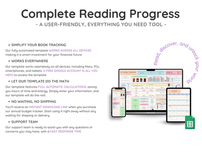 Reading Tracker Spreadsheet – Book Log & Reading Challenge Planner