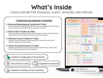 Service Business Starter Bundle – CRM, Invoicing & Bookkeeping Spreadsheets