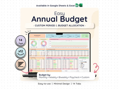 Annual Budget Spreadsheet – Yearly Money & Expense Planner