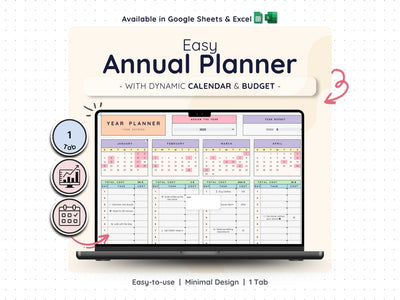Annual Task Planner Spreadsheet – Yearly Goal & Project Tracker