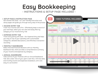 Small Business Bookkeeping Spreadsheet – Income & Expense Tracker