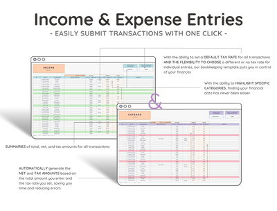 Small Business Bookkeeping Spreadsheet – Income & Expense Tracker
