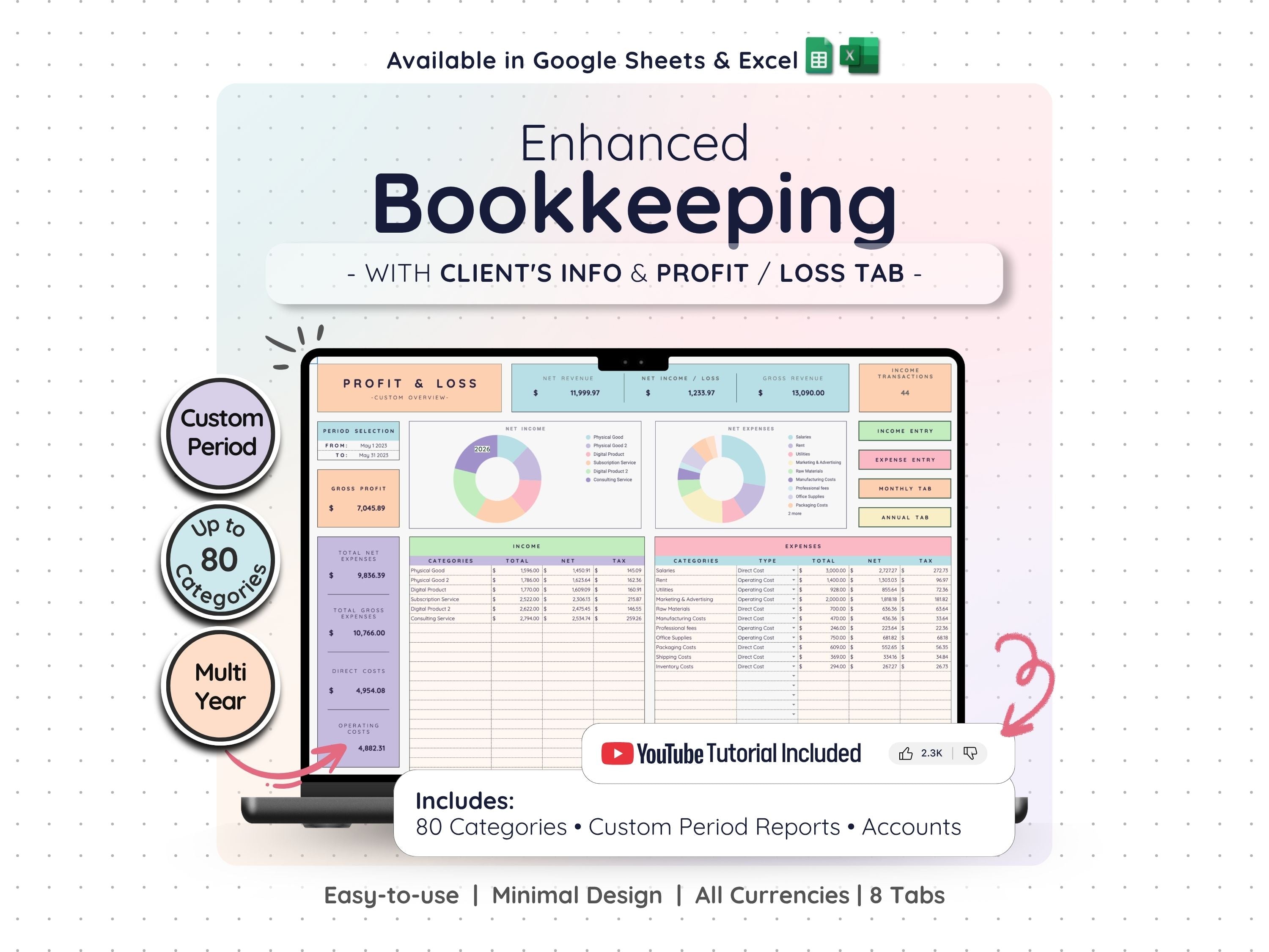 Advanced Bookkeeping Spreadsheet – Business Accounting Template