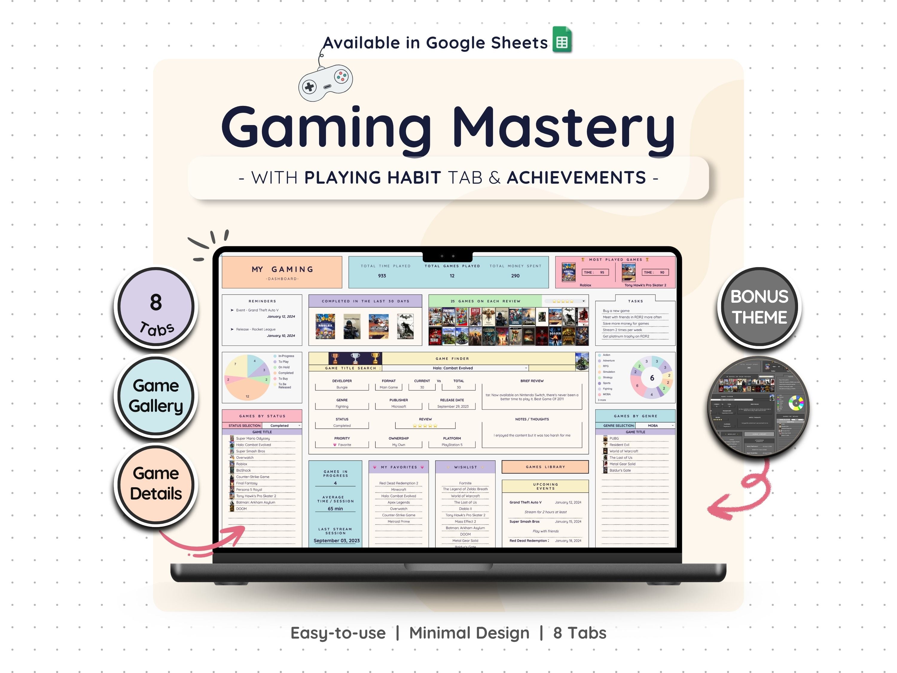 Video Game Backlog Tracker Spreadsheet – Gaming Collection Log