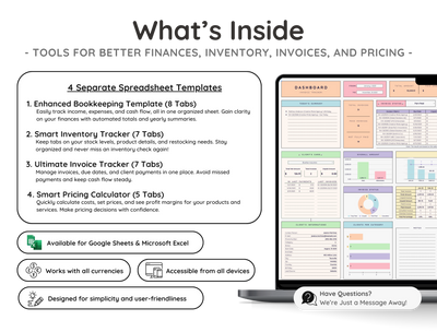 Product Business Starter Bundle – Inventory, Pricing & Bookkeeping Spreadsheets