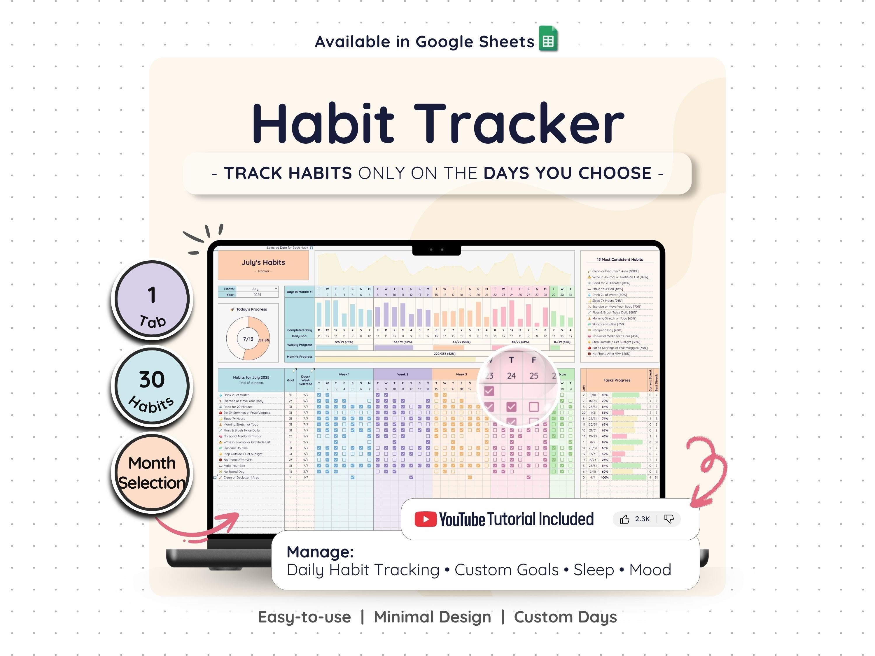 Habit Tracker Spreadsheet – Daily & Monthly Goal Planner