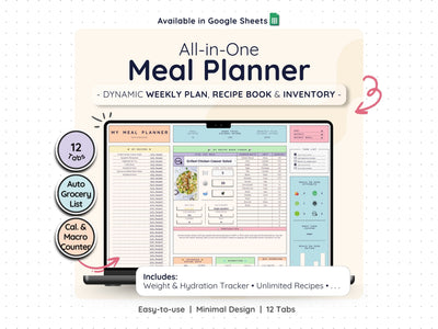 Weekly Meal Planner Spreadsheet – Menu & Grocery List Template