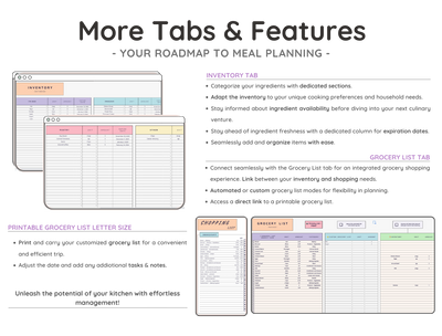 Weekly Meal Planner Spreadsheet – Menu & Grocery List Template