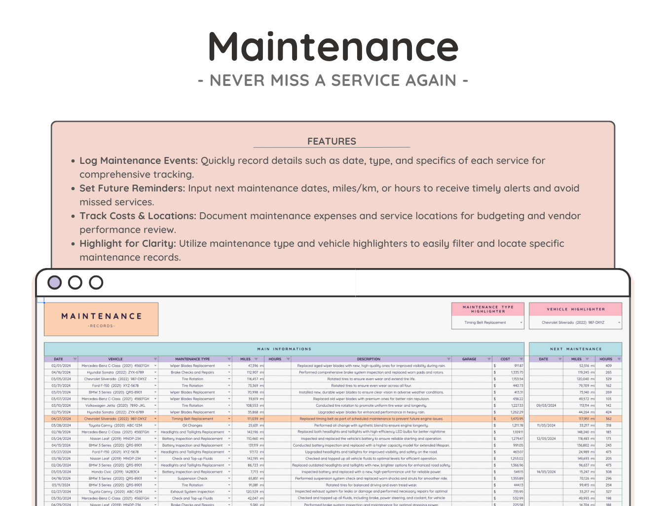 Vehicle & Mileage Tracker