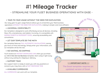 Mileage & Vehicle Expense Tracker Spreadsheet – Business Log