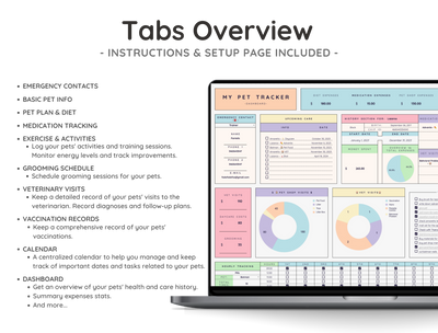 Pet Care Tracker Spreadsheet – Health, Vet & Feeding Log