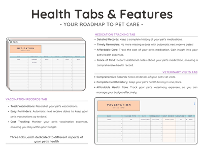 Pet Care Tracker Spreadsheet – Health, Vet & Feeding Log