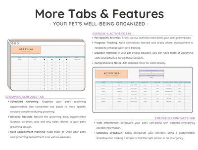 Pet Care Tracker Spreadsheet – Health, Vet & Feeding Log