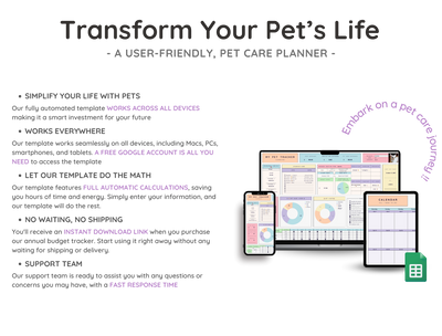 Pet Care Tracker Spreadsheet – Health, Vet & Feeding Log