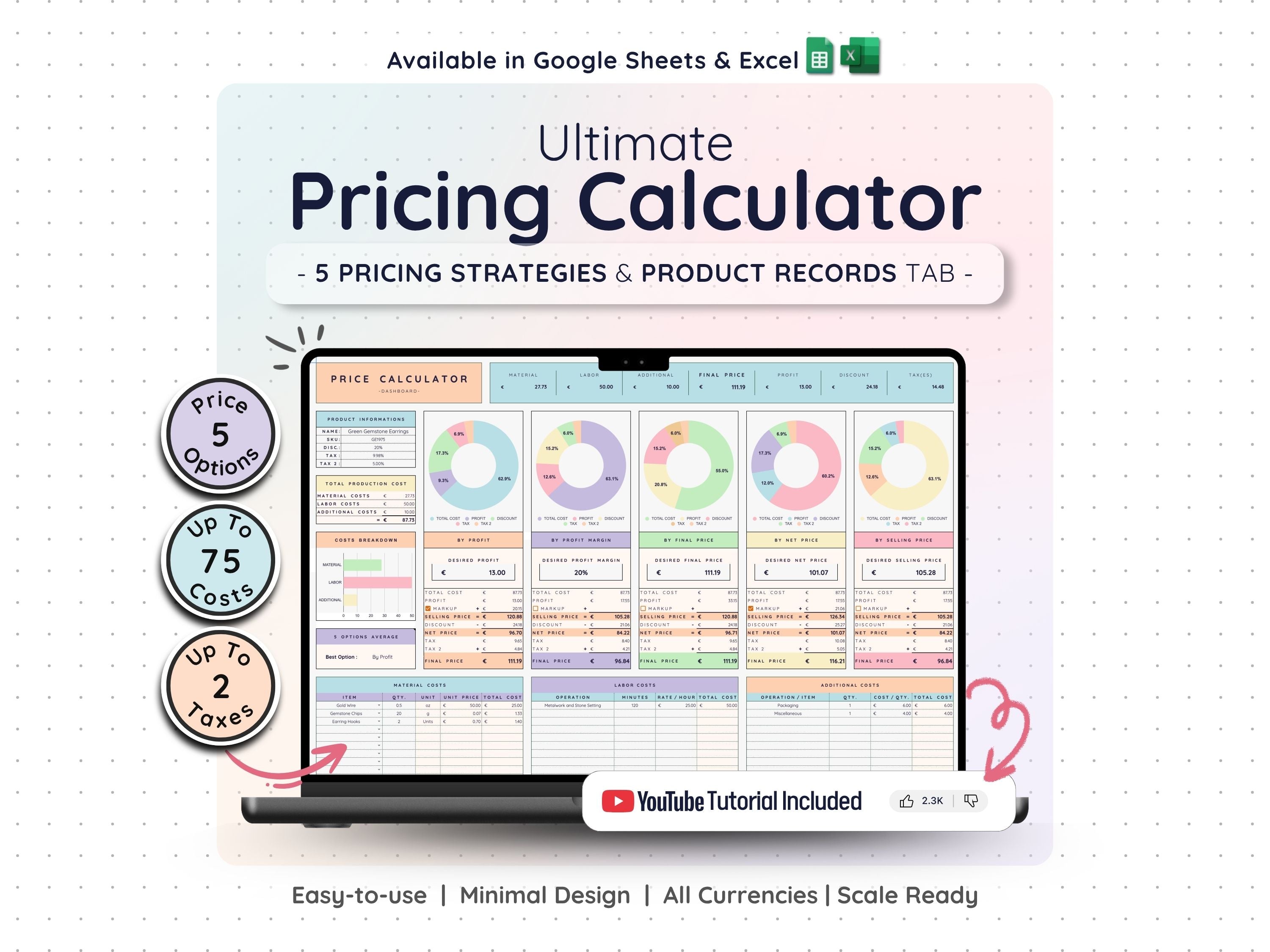 Pricing & Profit Calculator – Product Cost & Margin Spreadsheet