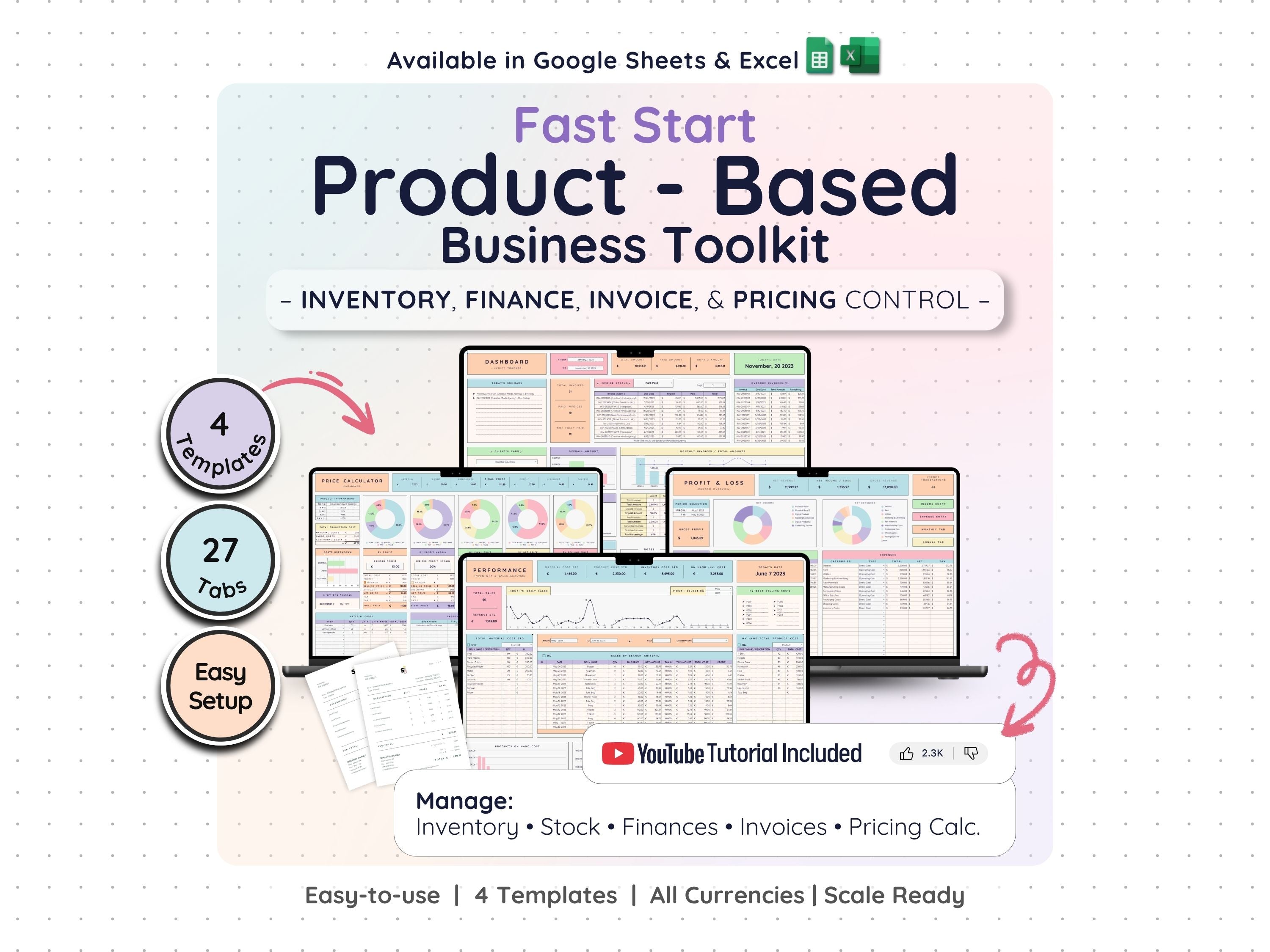 Product Business Starter Bundle – Inventory, Pricing & Bookkeeping Spreadsheets