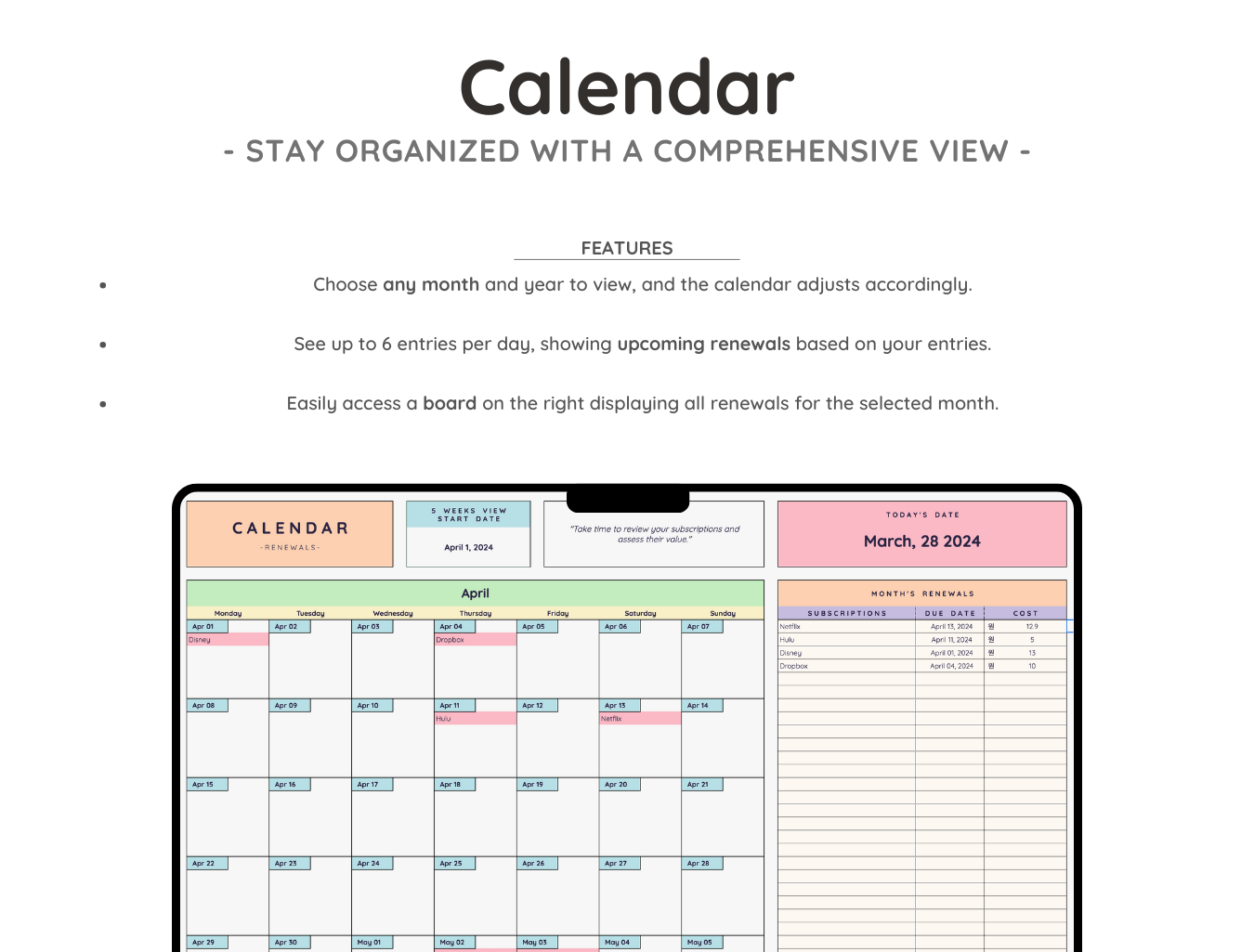 Renewals & Subscriptions Tracker