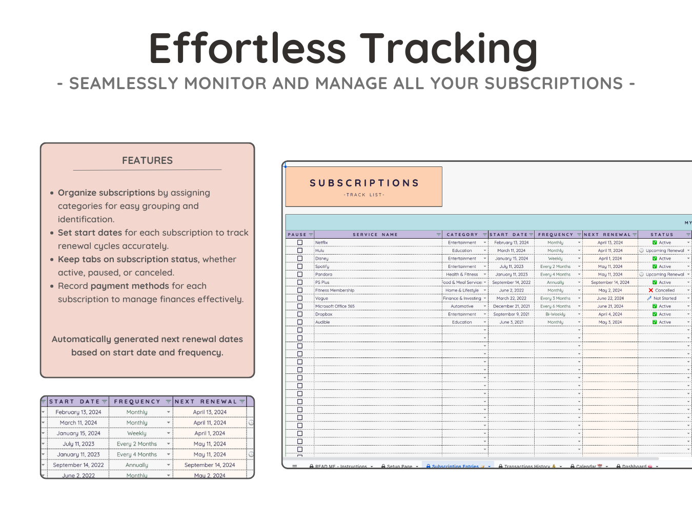 Renewals & Subscriptions Tracker