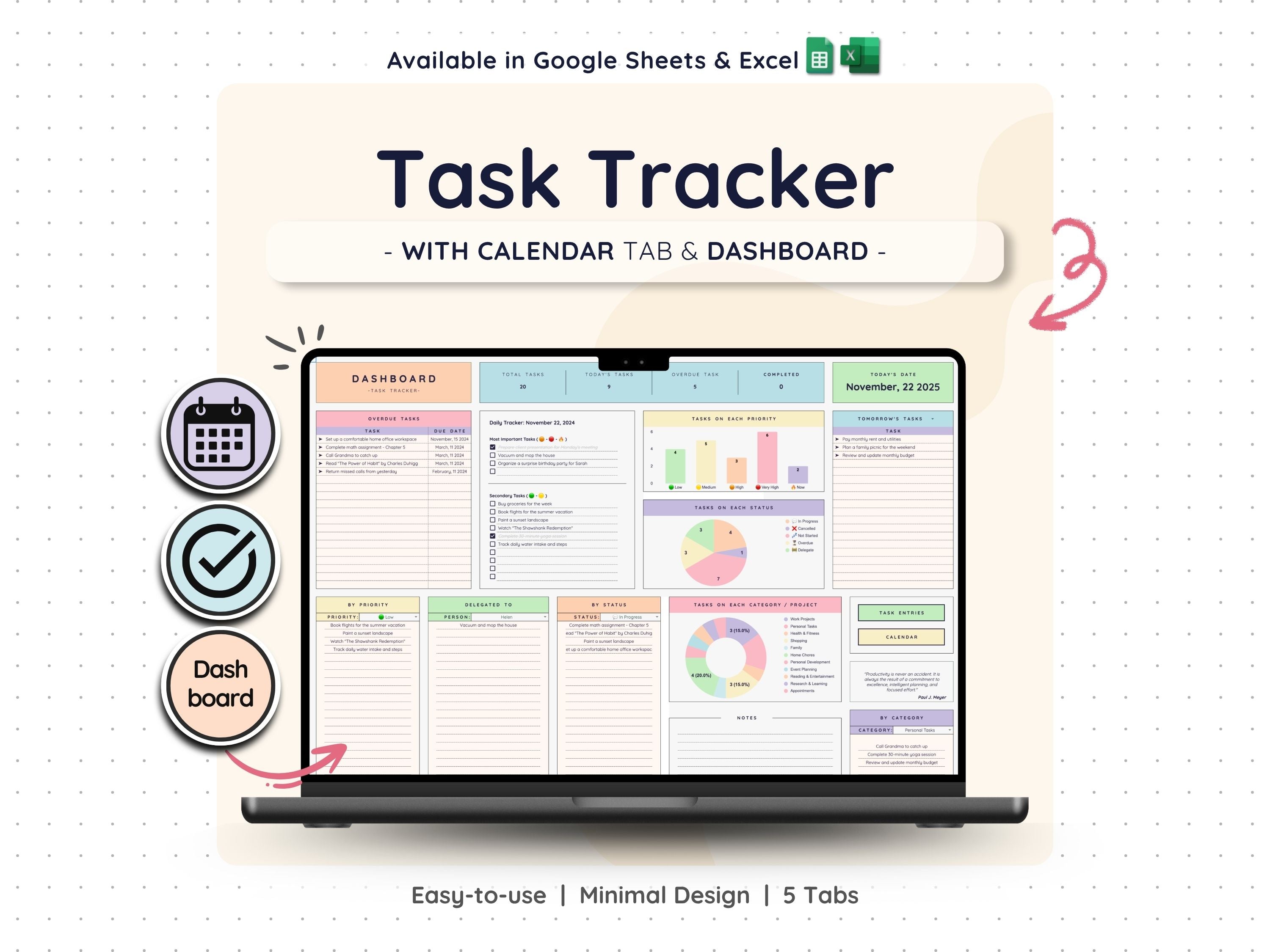 Task Tracker Spreadsheet – To-Do List & Project Planner