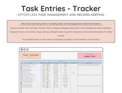Task Tracker Spreadsheet – To-Do List & Project Planner