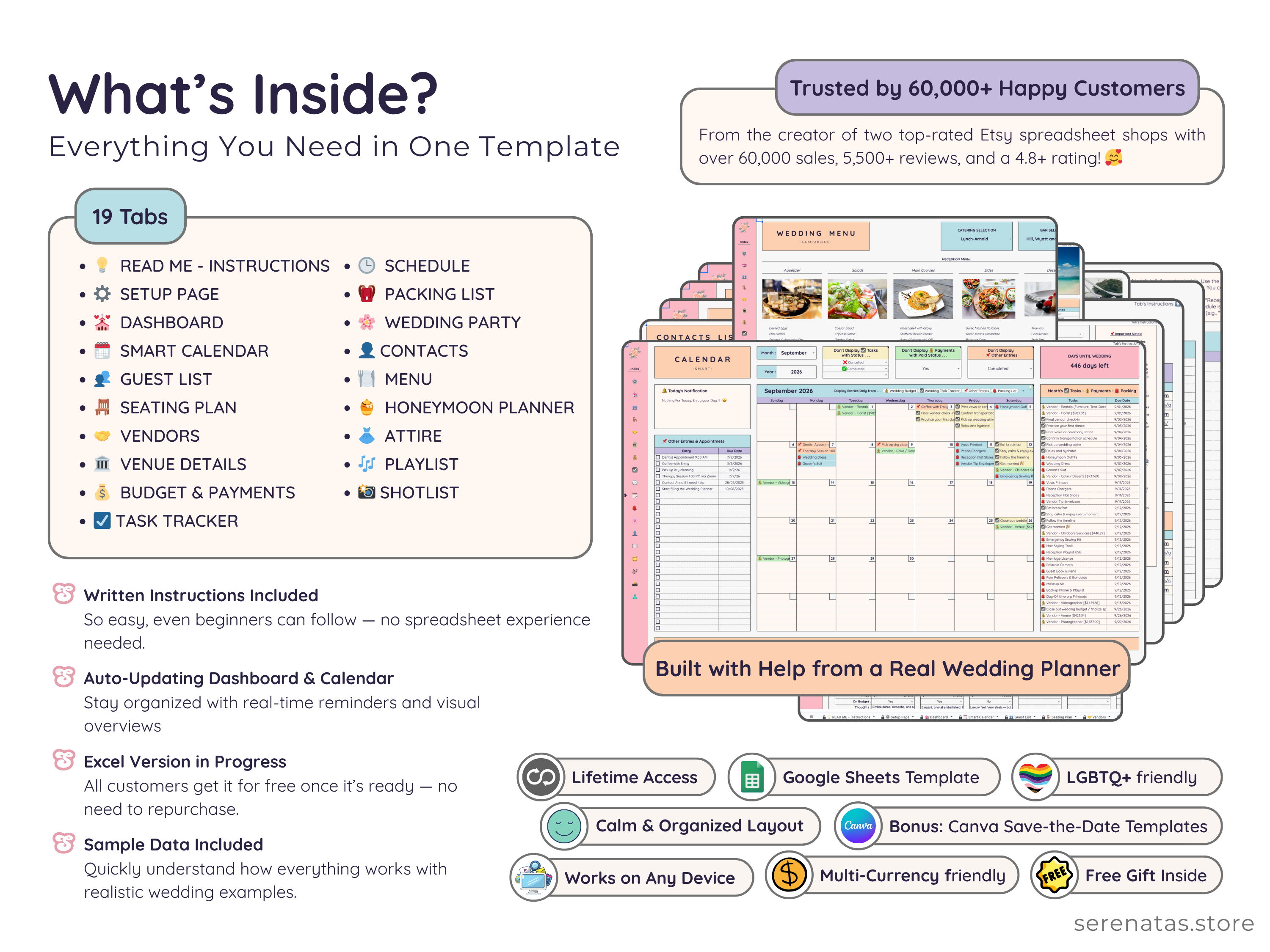All-in-One Wedding Planner - Digital Download Spreadsheet Template