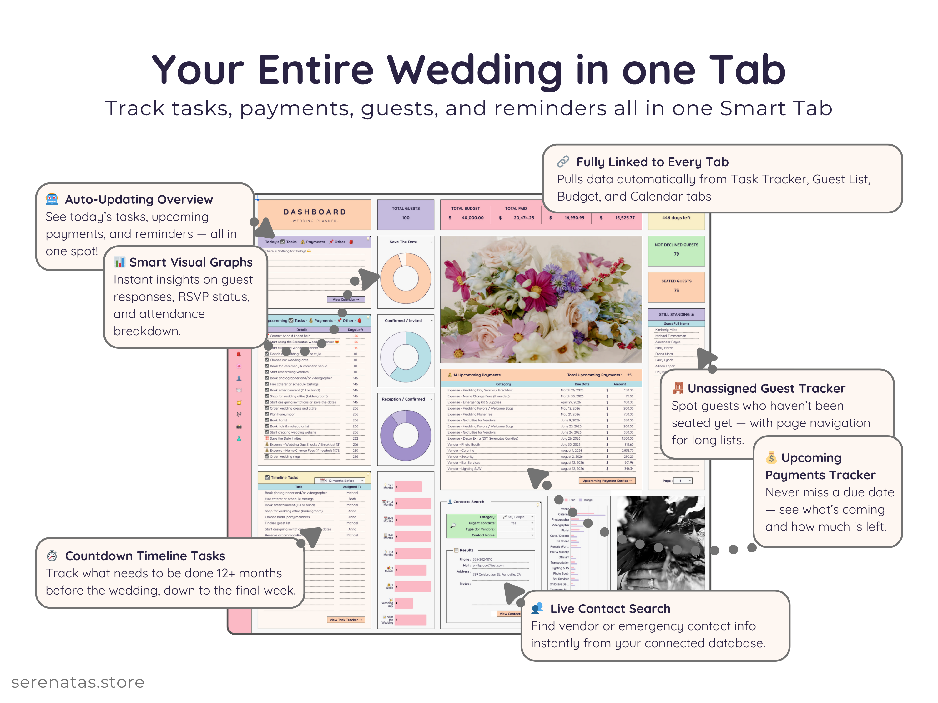 All-in-One Wedding Planner - Digital Download Spreadsheet Template