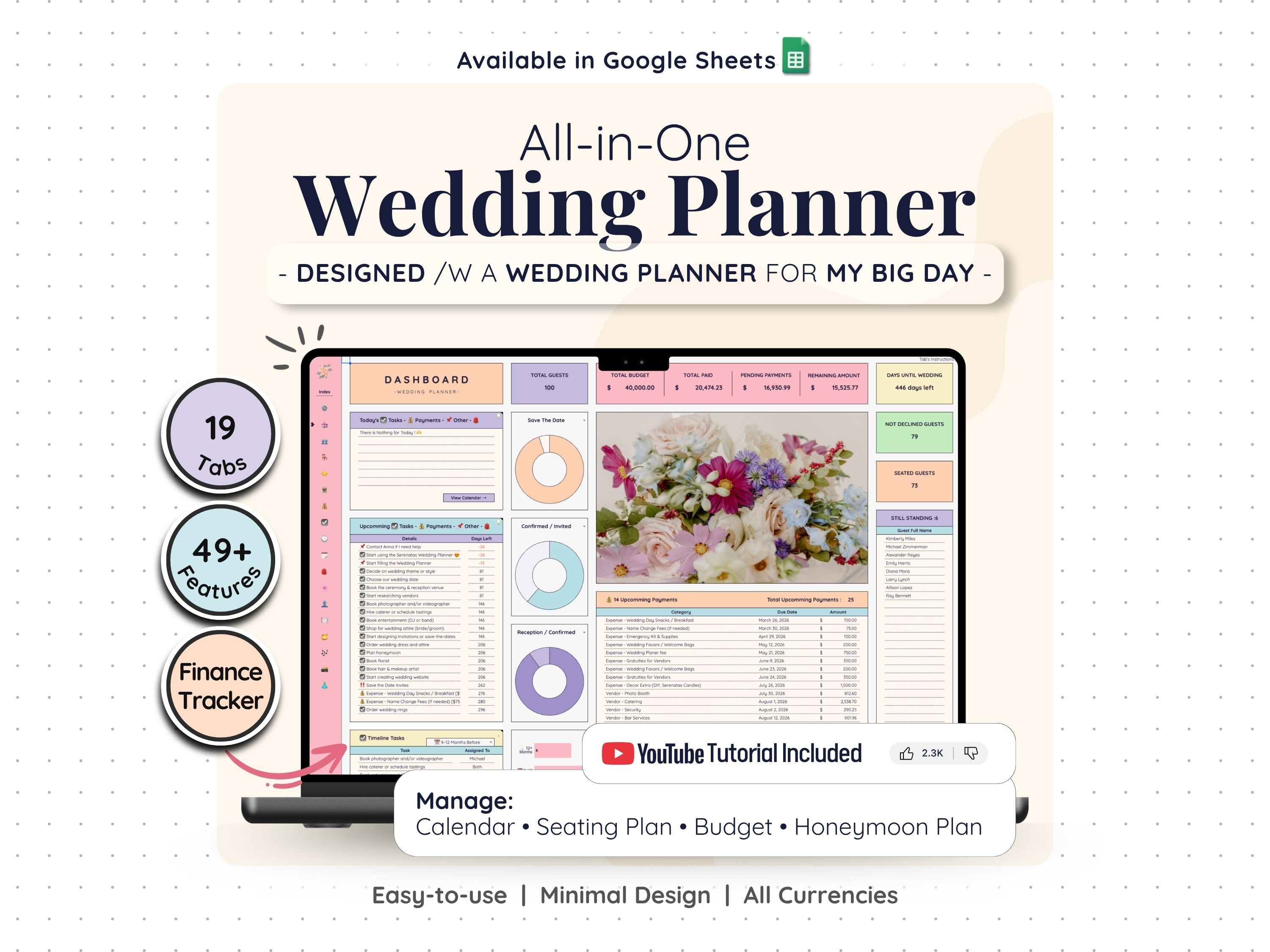 Wedding Planner Spreadsheet – Budget, Guest List & Checklist Template