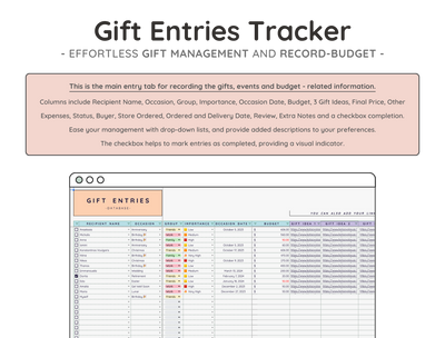 Gift Tracker Spreadsheet – Christmas & Holiday Gift Planner