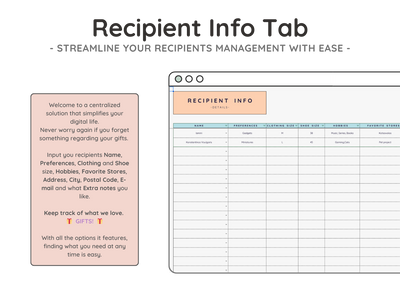 Gift Tracker Spreadsheet – Christmas & Holiday Gift Planner
