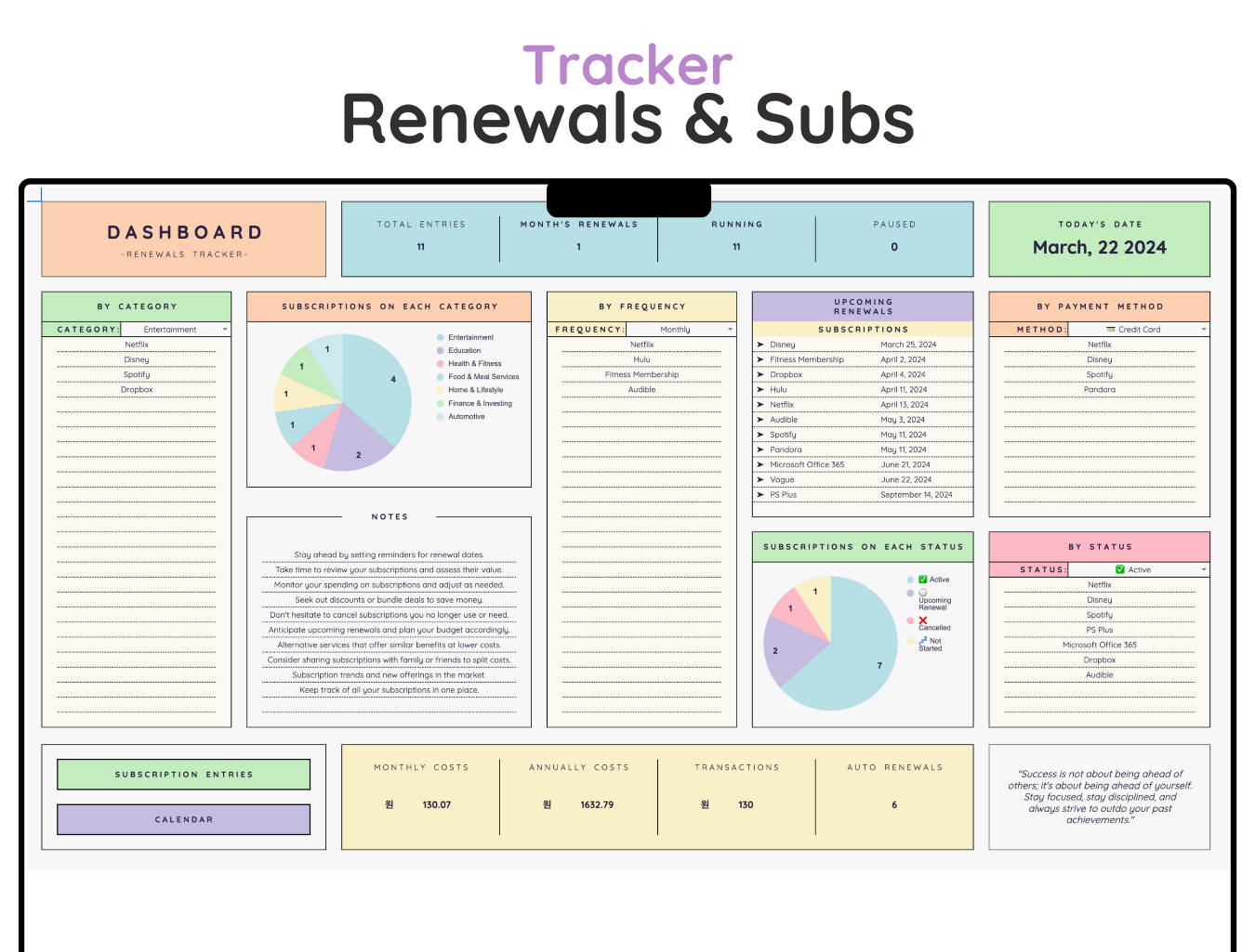 Renewals & Subscriptions Tracker