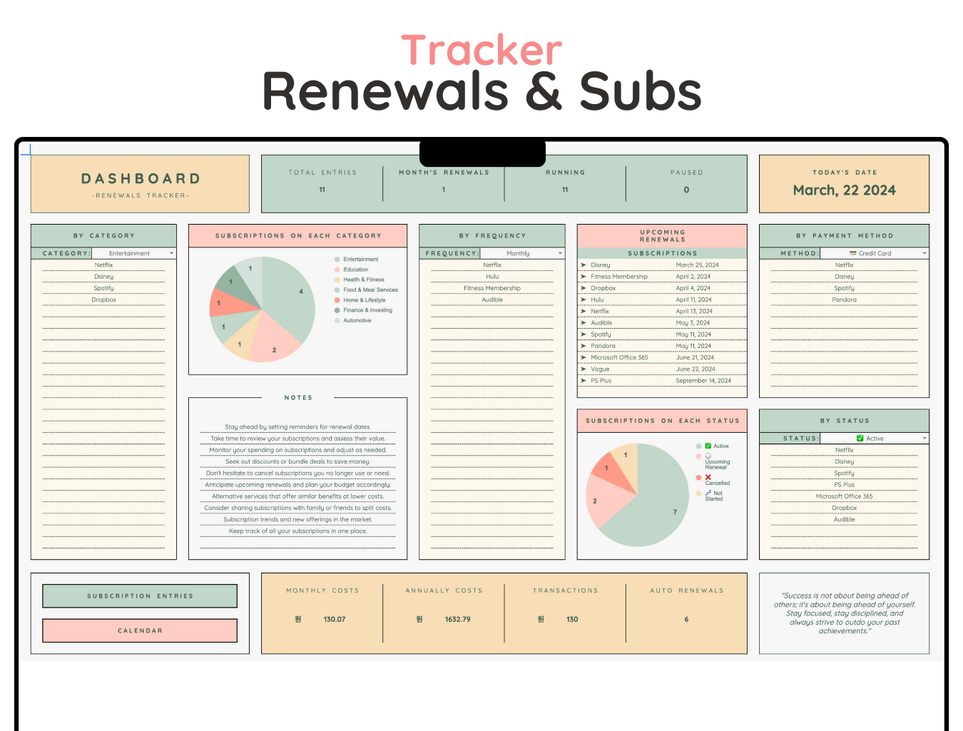 Renewals & Subscriptions Tracker