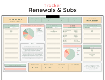 Subscription Tracker Spreadsheet – Bill & Renewal Reminder Planner