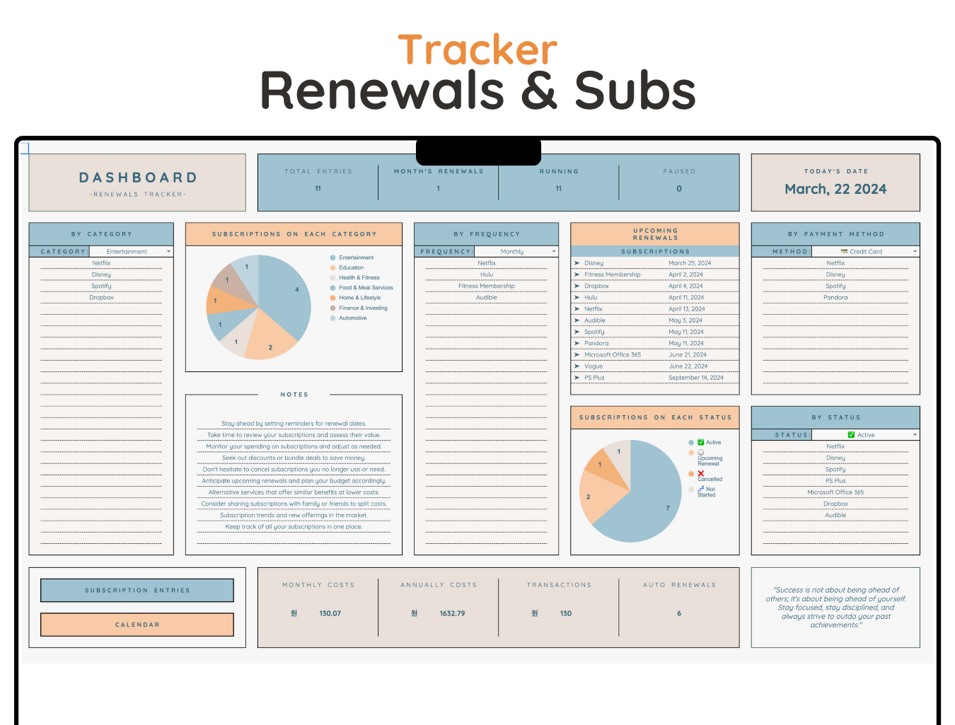 Renewals & Subscriptions Tracker