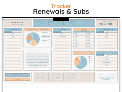 Subscription Tracker Spreadsheet – Bill & Renewal Reminder Planner
