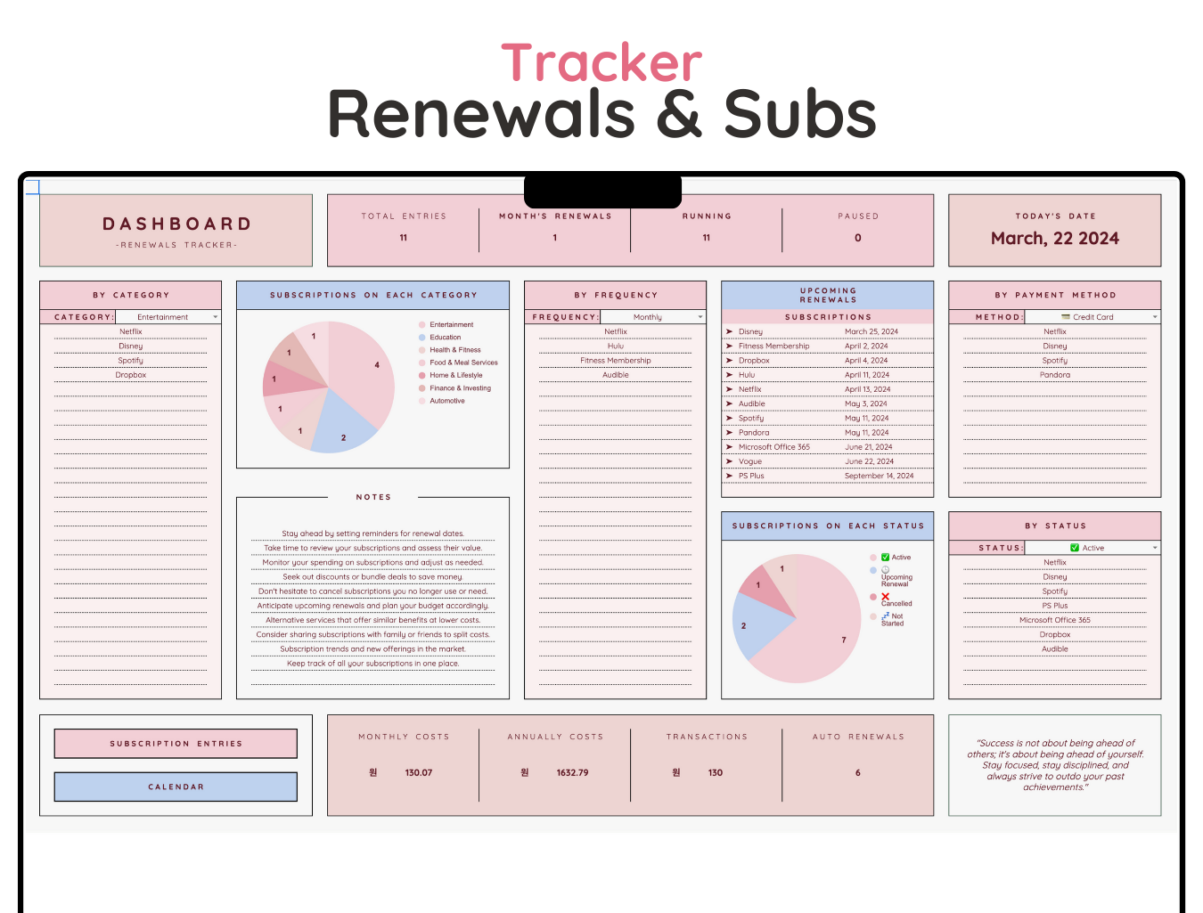 Renewals & Subscriptions Tracker