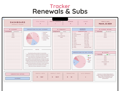 Subscription Tracker Spreadsheet – Bill & Renewal Reminder Planner
